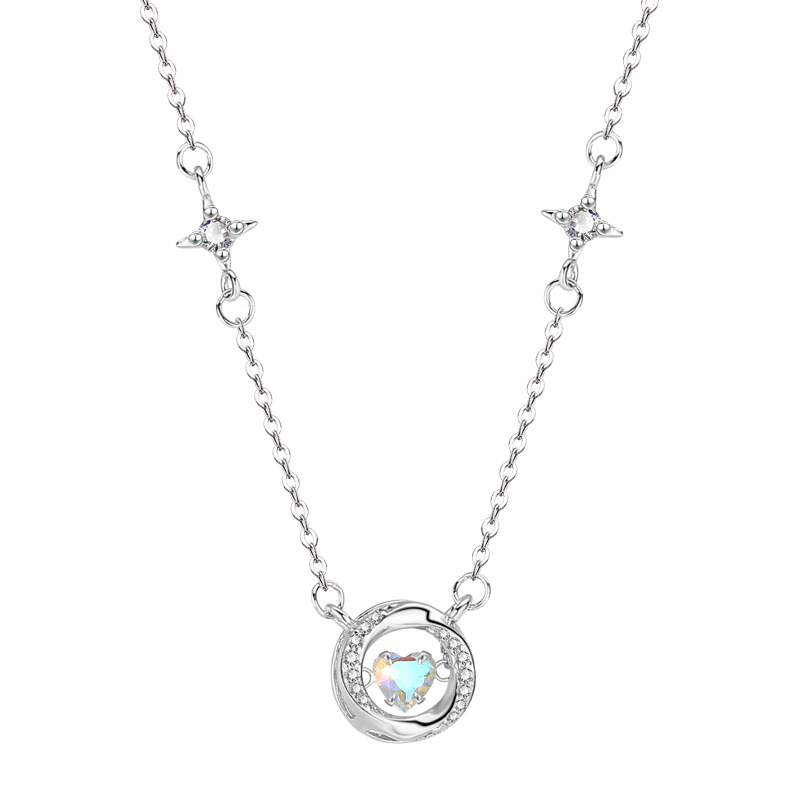 S999 ezüst Möbius szív nyaklánc csillagfényes dizájnnal, ezüst medál, keresztlánc, ősz 2024