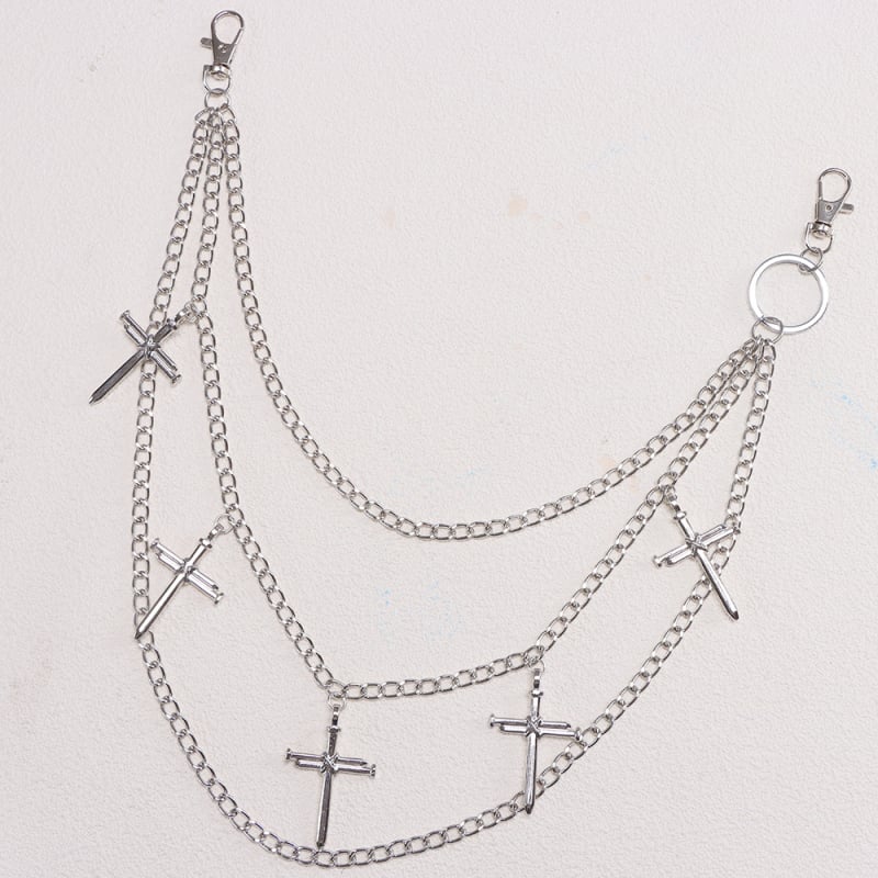 Lanac za hlače s križnim čavlima, višeslojni, legura, Leilin Jewelry, jesen 2025