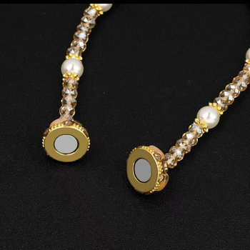 Медна огърлица с кристална топка - стил лукс, кристално инкрустиране, пролет 2025