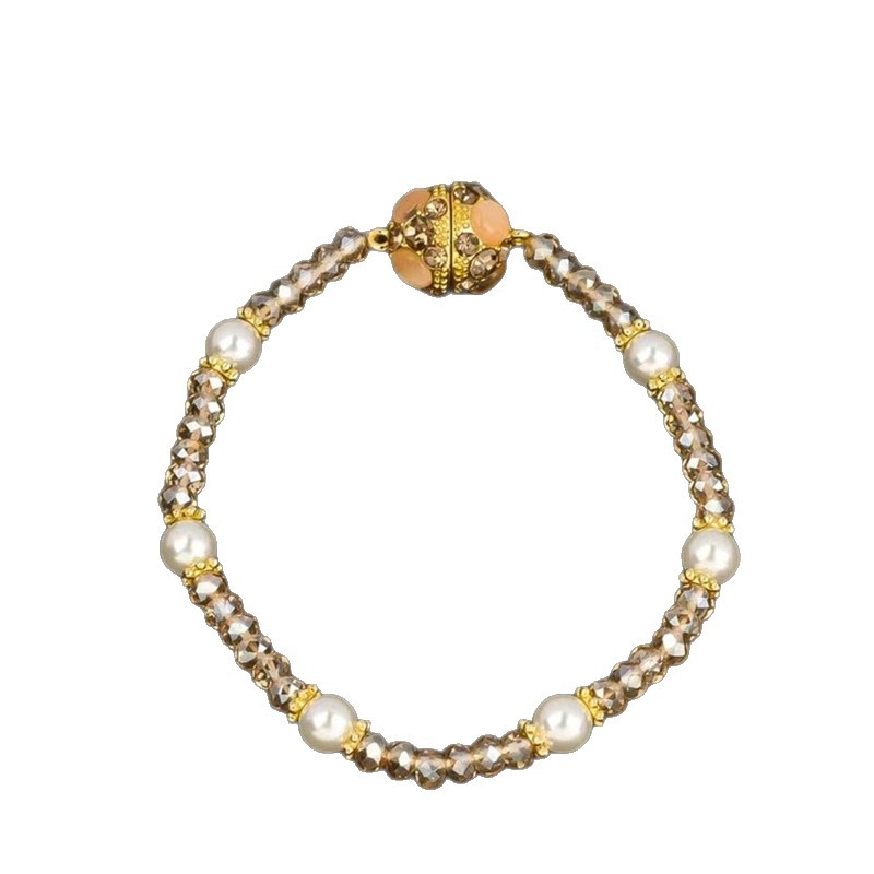 Медна огърлица с кристална топка - стил лукс, кристално инкрустиране, пролет 2025