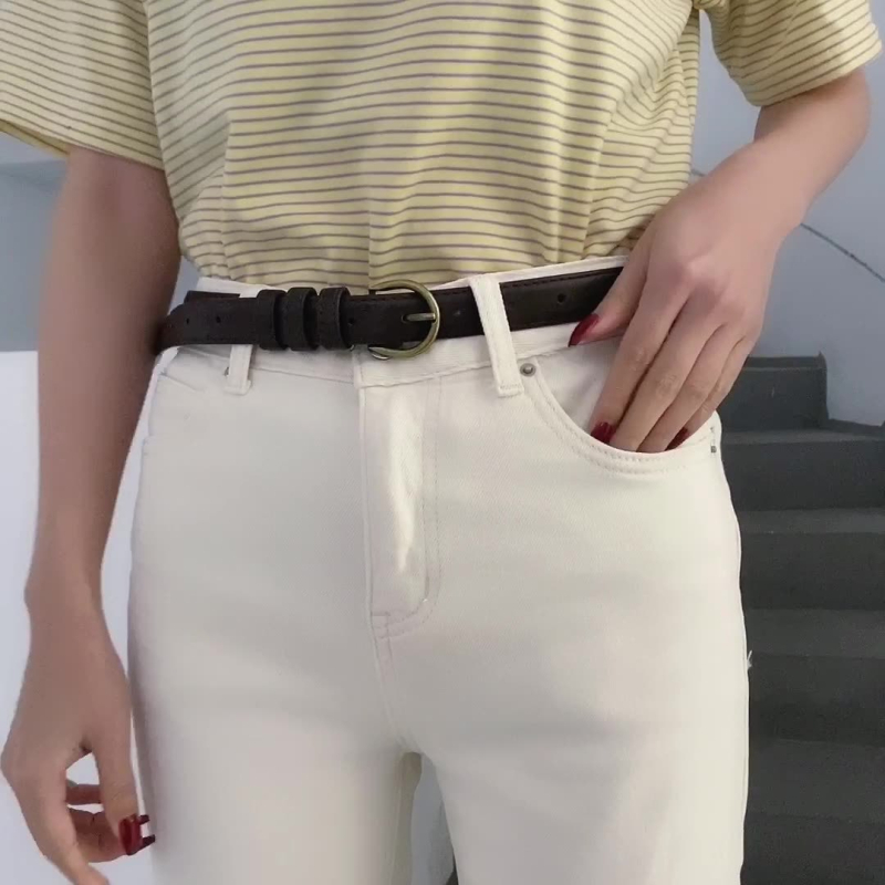 Női vékony PU bőr öv — 2–4 cm szélesség, ötvözet csat, záródás tűvel, farmerhez, ruhákhoz és kosztümökhöz, sokoldalú lezser stílus (2025 tavasz)