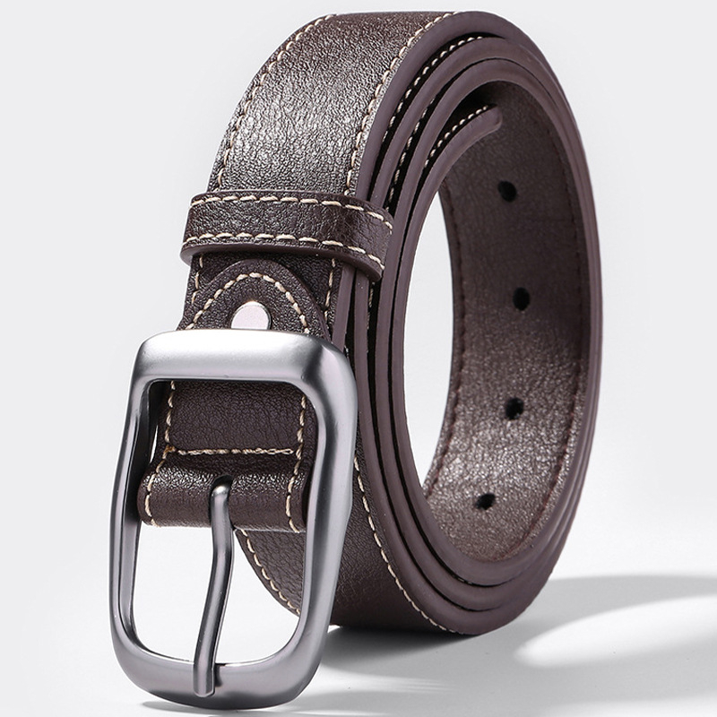 Мъжки колан от PU кожа със сплавна пряжка с пинов механизъм, ширина 2–4 см, единична лента, произход Уензоу