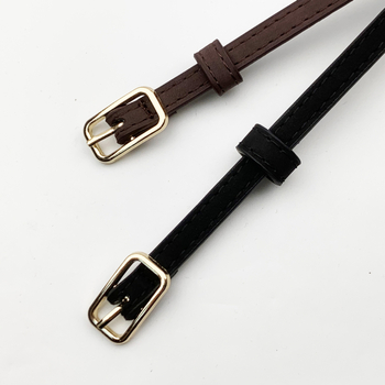 Пояс с квадратна катарама, тънък PU кожен дамски колан, стилен и универсален, японско закопчаване; ширина под 2 см; марка ouxi