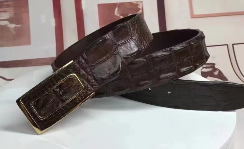 Muški kaiš od kože krokodila sa glatkom čeličnom kopčom, stil ličnosti