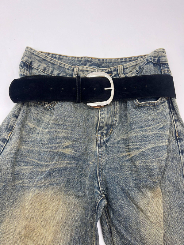 Ženski pojas s retro kvadratnom kopčom, PU koža, metalna kopča od legure, kopča s pin zatvaračem, širina 2–4 cm, svestran stil, proljeće 2025 izlazi