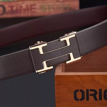 Férfi öv természetes bőrből, két réteg tehénbőrből, automata csattal, 2-4 cm szélesség, 2025 tavasz