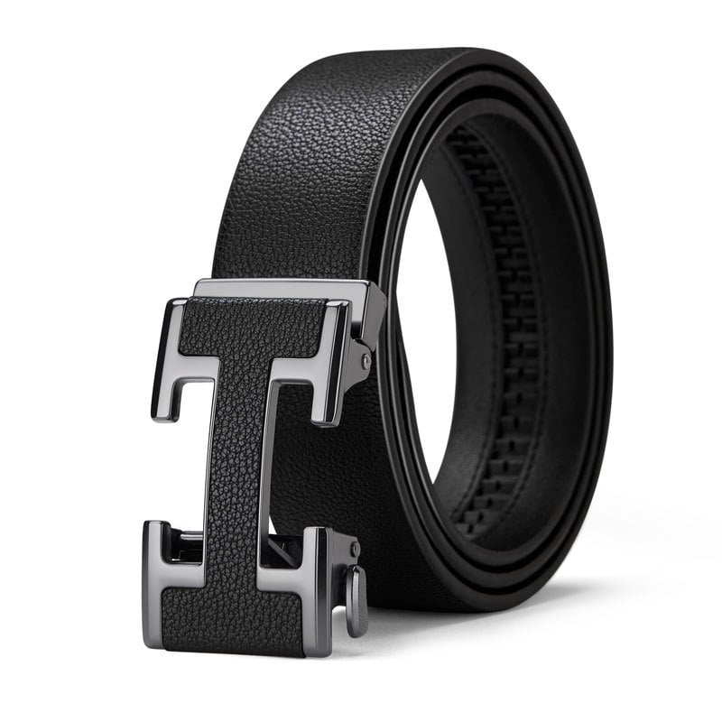 Férfi öv természetes bőrből, két réteg tehénbőrből, automata csattal, 2-4 cm szélesség, 2025 tavasz