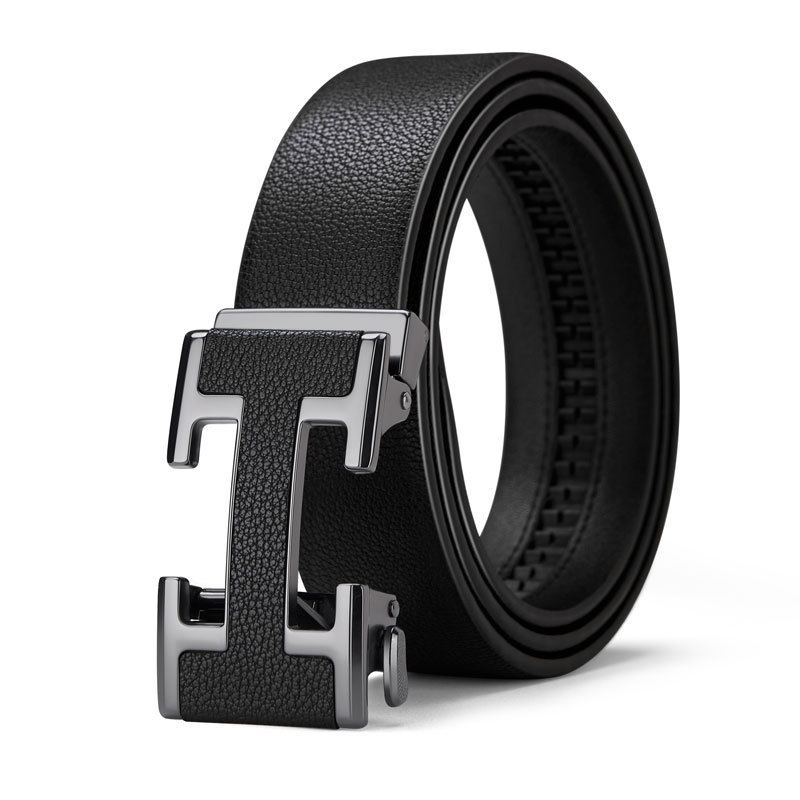 Férfi öv természetes bőrből, két réteg tehénbőrből, automata csattal, 2-4 cm szélesség, 2025 tavasz
