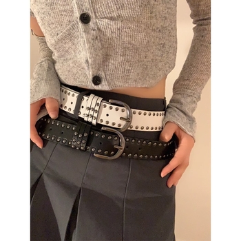 Ženski kaiš od PU kože u punk stilu s rivetima, kopča od legure, širina 2–4 cm, originalni dizajn