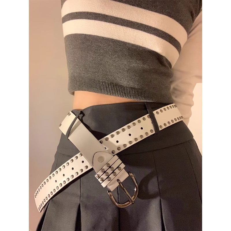 Ženski kaiš od PU kože u punk stilu s rivetima, kopča od legure, širina 2–4 cm, originalni dizajn