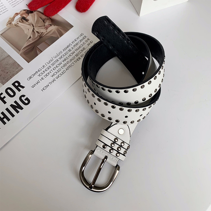 Ženski kaiš od PU kože u punk stilu s rivetima, kopča od legure, širina 2–4 cm, originalni dizajn