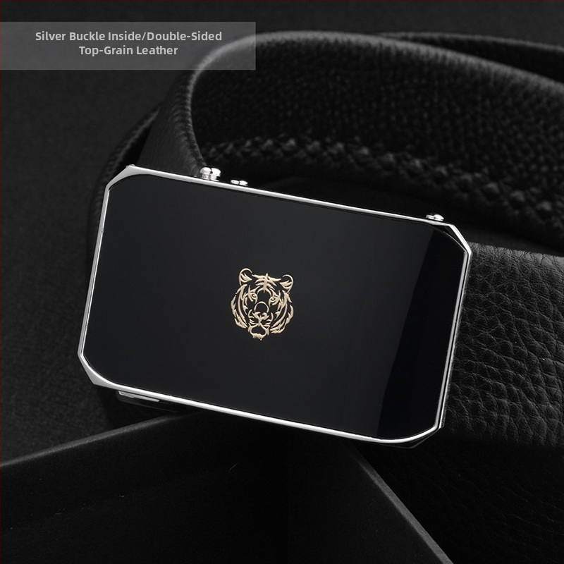 Мъжки кожен колан с автоматична закопчалка (Материал: естествена кожа; Пряжка: сплав; Тип пряжки: автоматична; Технология на материала: цинкова сплав, телешка кожа; Дизайн: персонализиране на подарък)