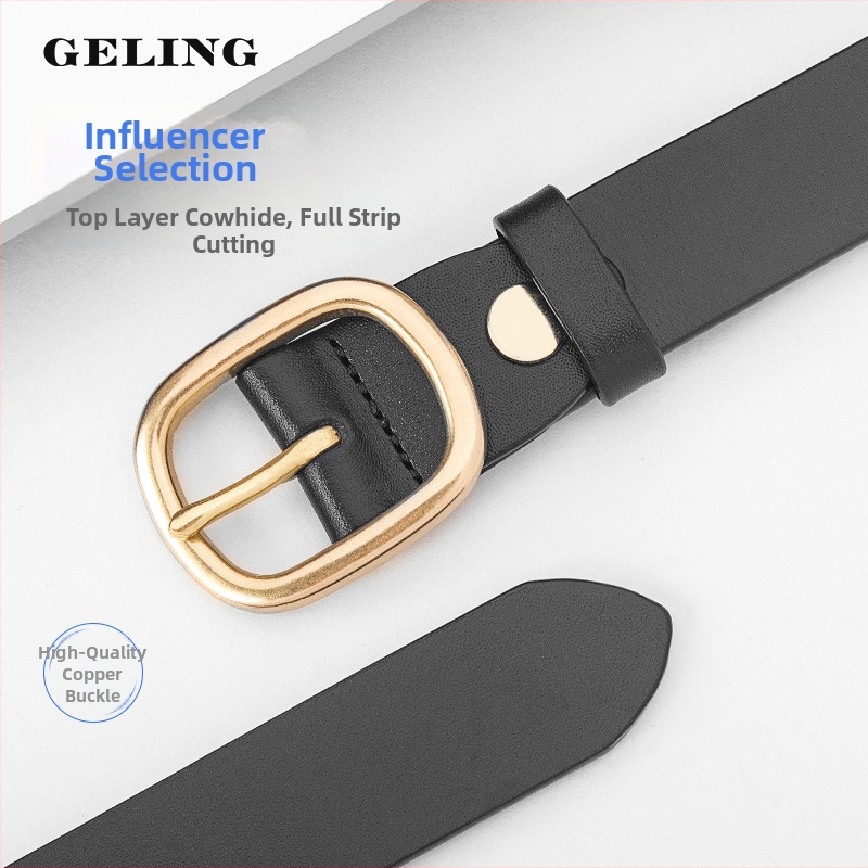 Кожен колан от истинска кожа с горен слой кравешка кожа, медна закопчалка с щифт, ширина 2–4 см