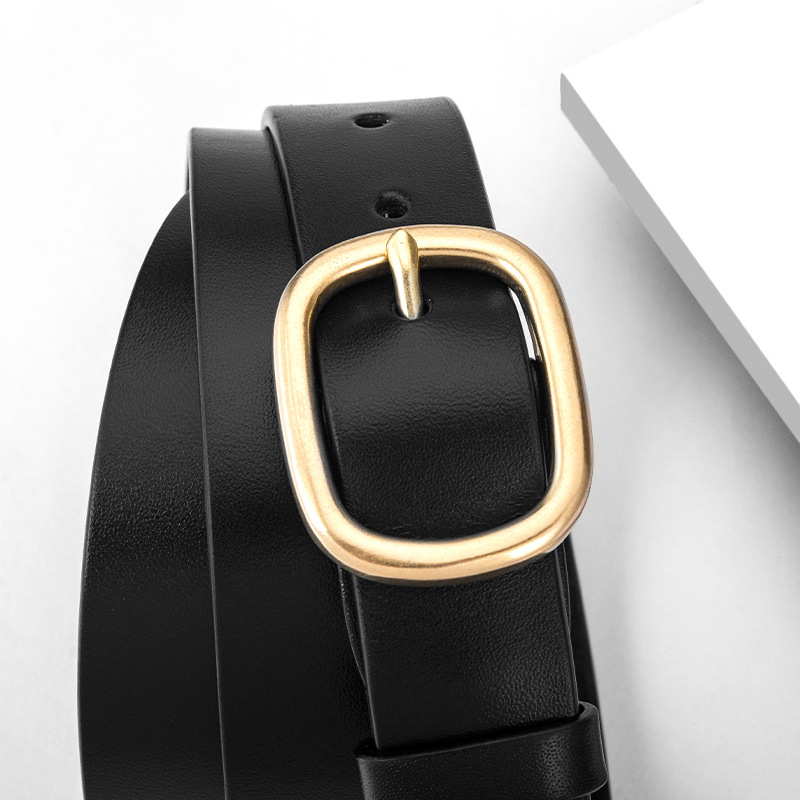 Кожен колан от истинска кожа с горен слой кравешка кожа, медна закопчалка с щифт, ширина 2–4 см