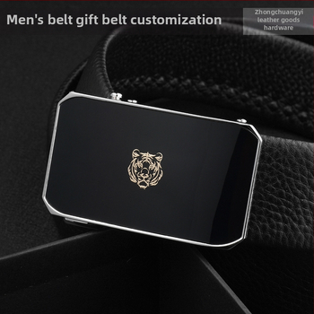 Мъжки кожен колан с автоматична закопчалка, първокласна телешка кожа, катарама от сплав, ширина 2-4 см