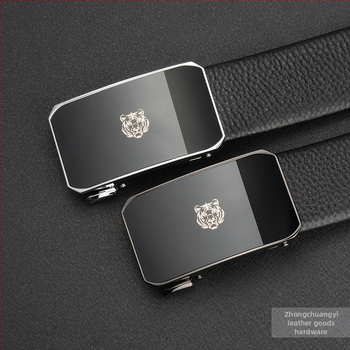 Мъжки кожен колан с автоматична закопчалка, първокласна телешка кожа, катарама от сплав, ширина 2-4 см