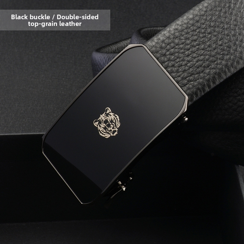 Мъжки кожен колан с автоматична закопчалка, първокласна телешка кожа, катарама от сплав, ширина 2-4 см