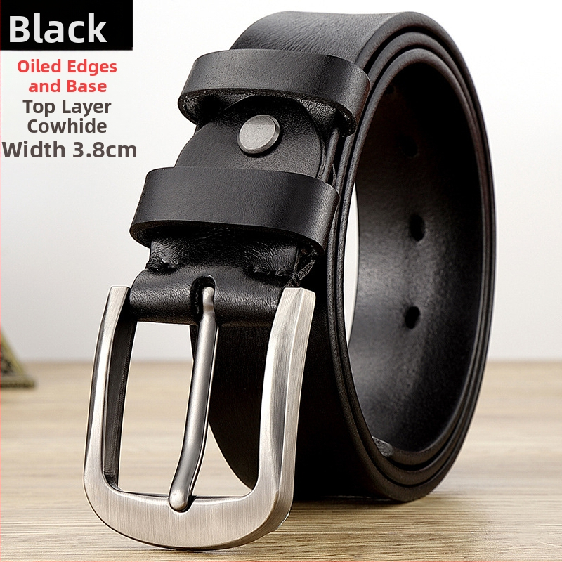 Мъжки кожен колан — кожа от първи слой телешка кожа, щифтова закопчалка от сплав, оригинален дизайн