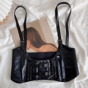 Deréköv elasztikus pántokkal, ultranagy szélességű PU anyagú öv, 60–80 cm hosszú, nőknek