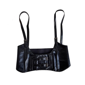 Deréköv elasztikus pántokkal, ultranagy szélességű PU anyagú öv, 60–80 cm hosszú, nőknek