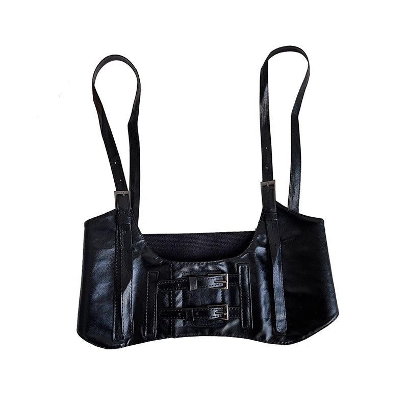 Deréköv elasztikus pántokkal, ultranagy szélességű PU anyagú öv, 60–80 cm hosszú, nőknek