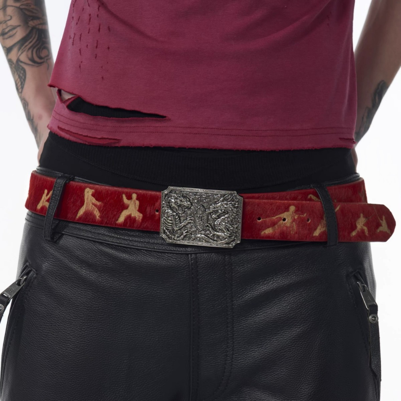 PU kožni remen s laserom graviranom metalnom kopčom, dvostruki zmaj, unisex stil, oblikovanje toplim pritiskom