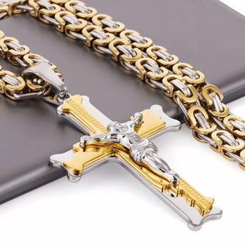 Geometrický náhrdelník z nehrdzavejúcej ocele s lesklým povrchom — Značka: Zhenhua bo stainless steel jewelry; Jar 2023