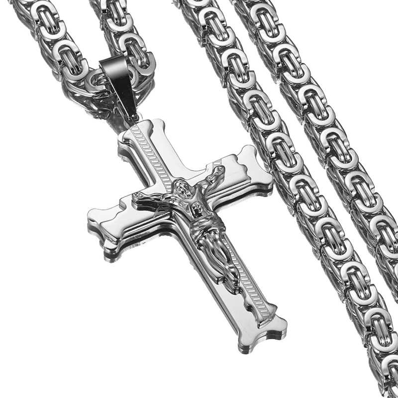 Geometrický náhrdelník z nehrdzavejúcej ocele s lesklým povrchom — Značka: Zhenhua bo stainless steel jewelry; Jar 2023