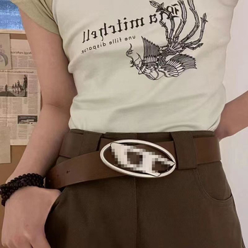 Унисекс колан с D-образна овална метална катарама, PU кожа, закопчаване със щракване, дебел стил (>4 см), пролет 2025