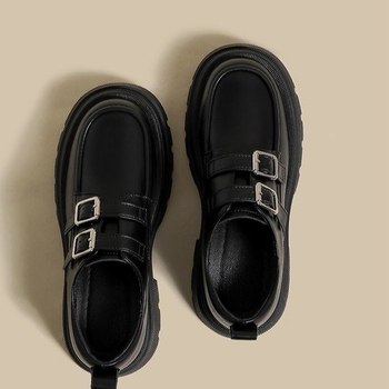 Ženske loaferice, britanski stil, okrugli vrh, PU vamp, srednji pet 3-5 cm, gumeni potplat