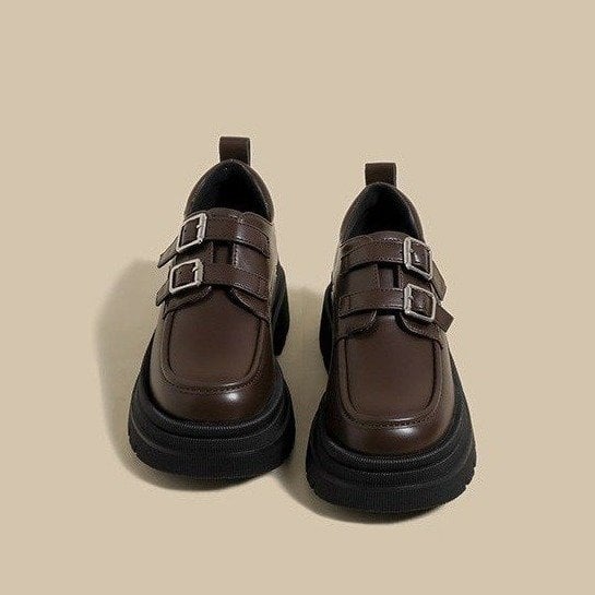 Ženske loaferice, britanski stil, okrugli vrh, PU vamp, srednji pet 3-5 cm, gumeni potplat