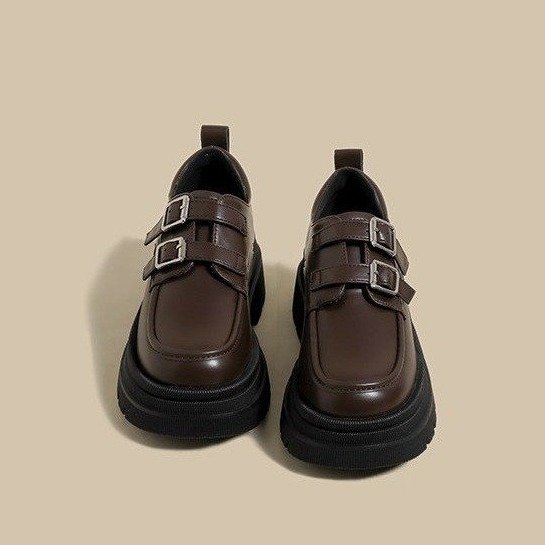 Ženske loaferice, britanski stil, okrugli vrh, PU vamp, srednji pet 3-5 cm, gumeni potplat