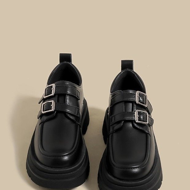 Ženske loaferice, britanski stil, okrugli vrh, PU vamp, srednji pet 3-5 cm, gumeni potplat