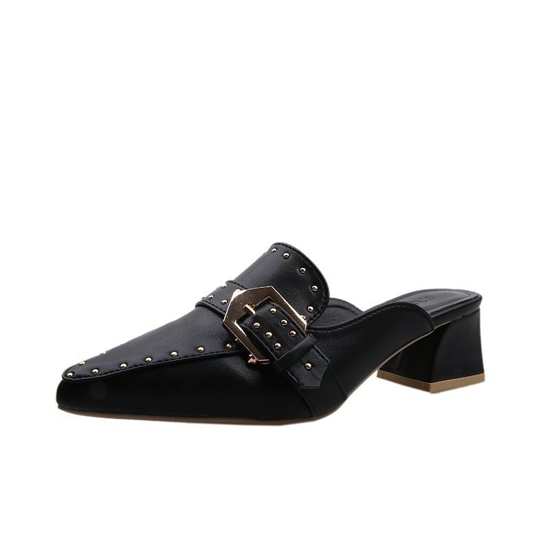 Terava ninaga sandaalid, PU ülemine, kniediga kinnitus, paks konts, kummist tallal