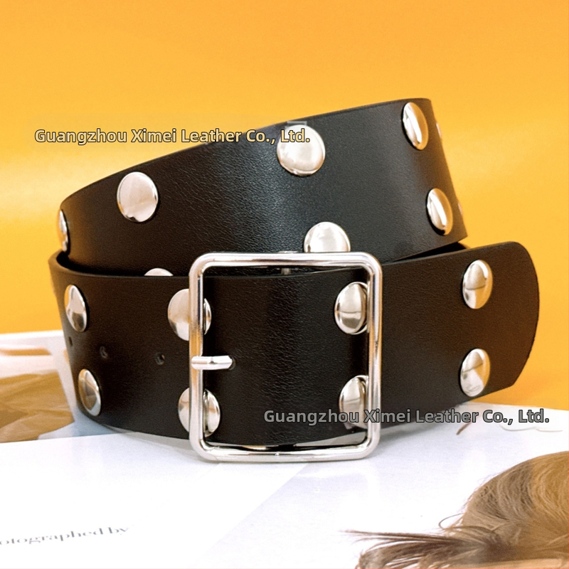 Широк колан от имитационна кожа със сплавна катарама и щифт за закопчаване, електропокритие, тегло 123 г