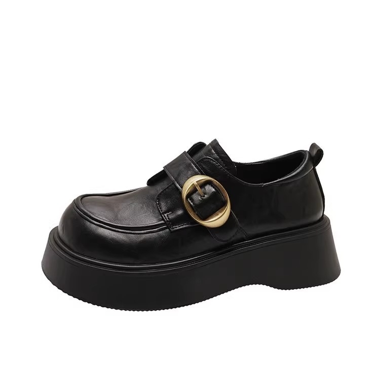 Loafers dama, cu vârf rotund, partea superioară din Super Fiber, toc mediu 3–5 cm, talpă groasă