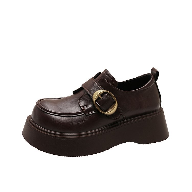 Loafers dama, cu vârf rotund, partea superioară din Super Fiber, toc mediu 3–5 cm, talpă groasă
