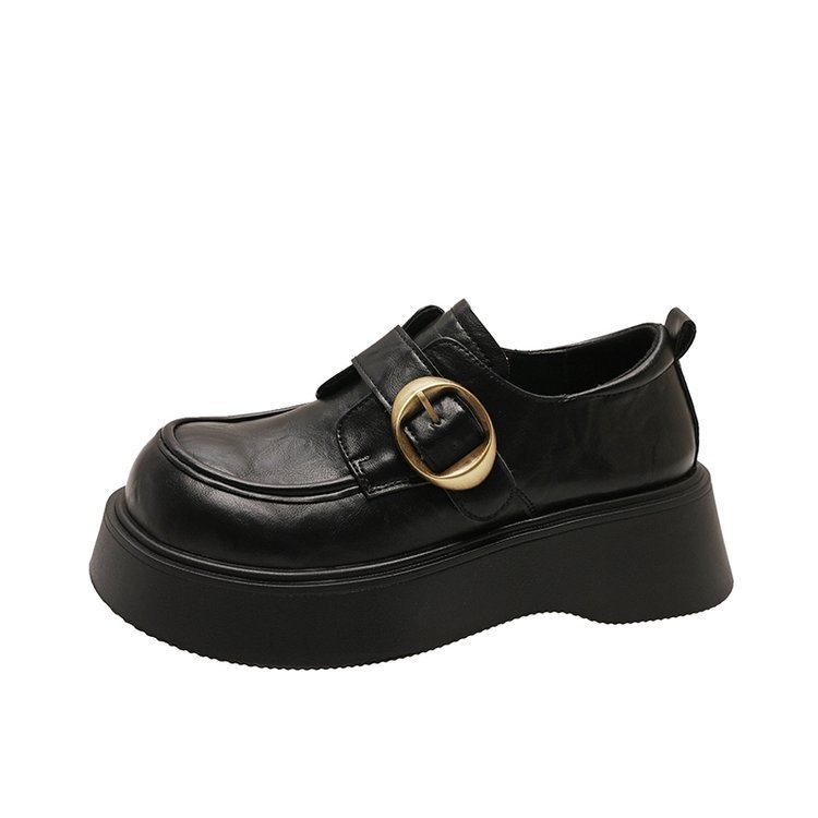 Loafers dama, cu vârf rotund, partea superioară din Super Fiber, toc mediu 3–5 cm, talpă groasă