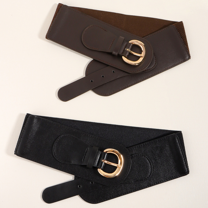 Ženski elastični kaiš od PU kože, retro stil, dekorativni kaiš za haljine i kapute, minimalistički dizajn; Materijal: PU koža; Spona: legura; Mehanizam kopče: pin; Širina: 2–4 cm; Brend: Yanyi.