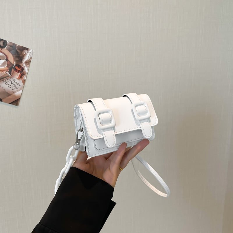 Moteriška mini diržo rankinė, horizontalaus kvadrato formos, gatvės stilius, PU oda, magnetinis užsegimas, vienas peties dirželis