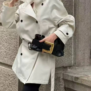 Unisex Τσάντα Ώμου με Πλισμένη Μεταλλική Αγκράφα, PU Εσωτερική Επένδυση, Οριζόντιο Τετράγωνο Σχήμα, Κλείσιμο με Καπάκι, Εσωτερική Θήκη με Φερμουάρ, Διπλοί Ιμάντες