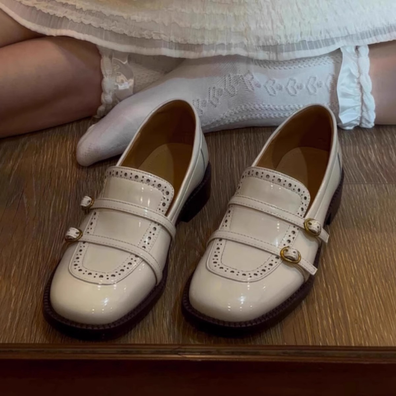 Moteriški korėjietiško stiliaus loaferiai su apvaliu pirštu, PU viršus, 3–5 cm kulnas, guma padas