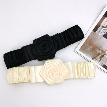 PU кожа рокля с големи цветя и еластичен широк колан; катарама: PU/имита кожа; закопчаване: snap копчета; тъканна изработка