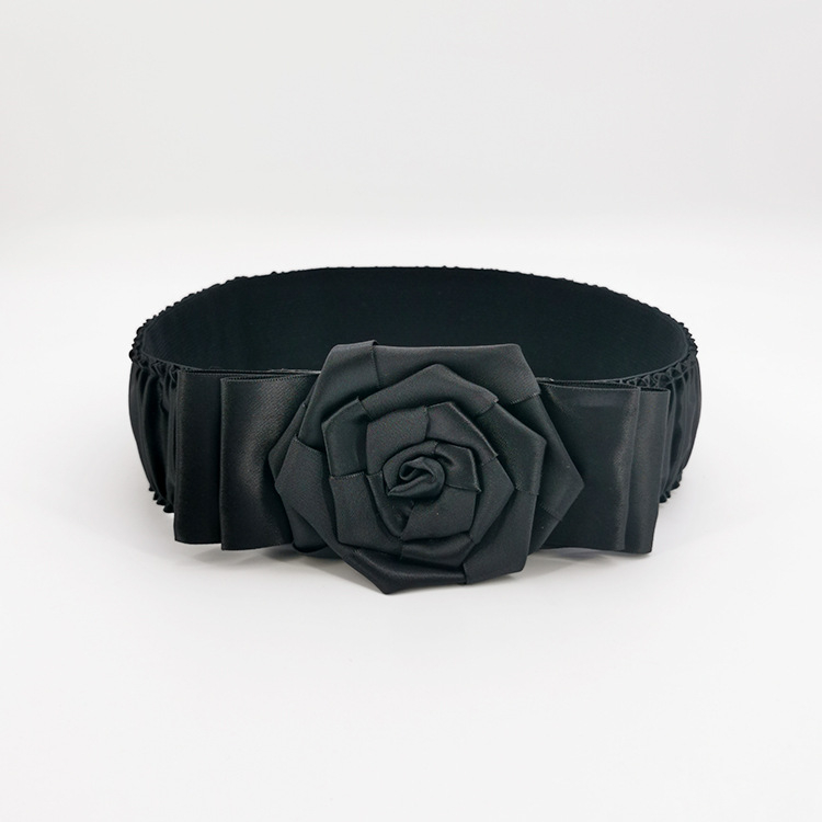 PU кожа рокля с големи цветя и еластичен широк колан; катарама: PU/имита кожа; закопчаване: snap копчета; тъканна изработка