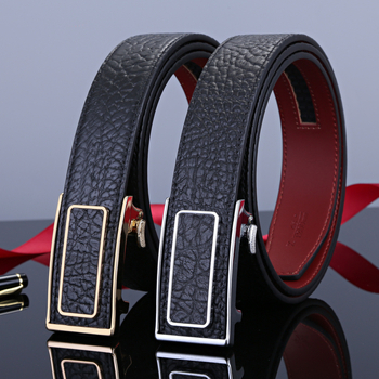 Пояс от първи слой телешка кожа с автоматична катарама, бизнес-кэжуал стил, боядисване и релеф