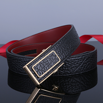 Пояс от първи слой телешка кожа с автоматична катарама, бизнес-кэжуал стил, боядисване и релеф