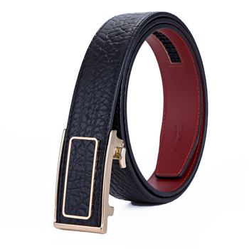Пояс от първи слой телешка кожа с автоматична катарама, бизнес-кэжуал стил, боядисване и релеф