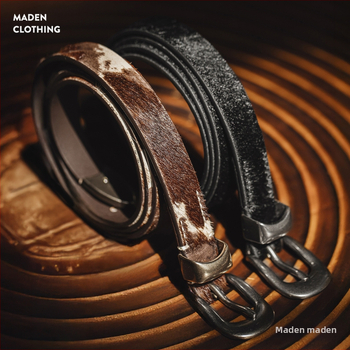 Женски колан от говедска кожа, катарама с щифт от сплав, тънък дизайн, технология за обработка 10010