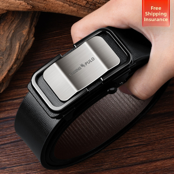 Мъжки кожен колан от естествена кожа, двуслоен колан от телешка кожа, закопчалка от сплав, автоматична закопчалка, електроплатиран финиш