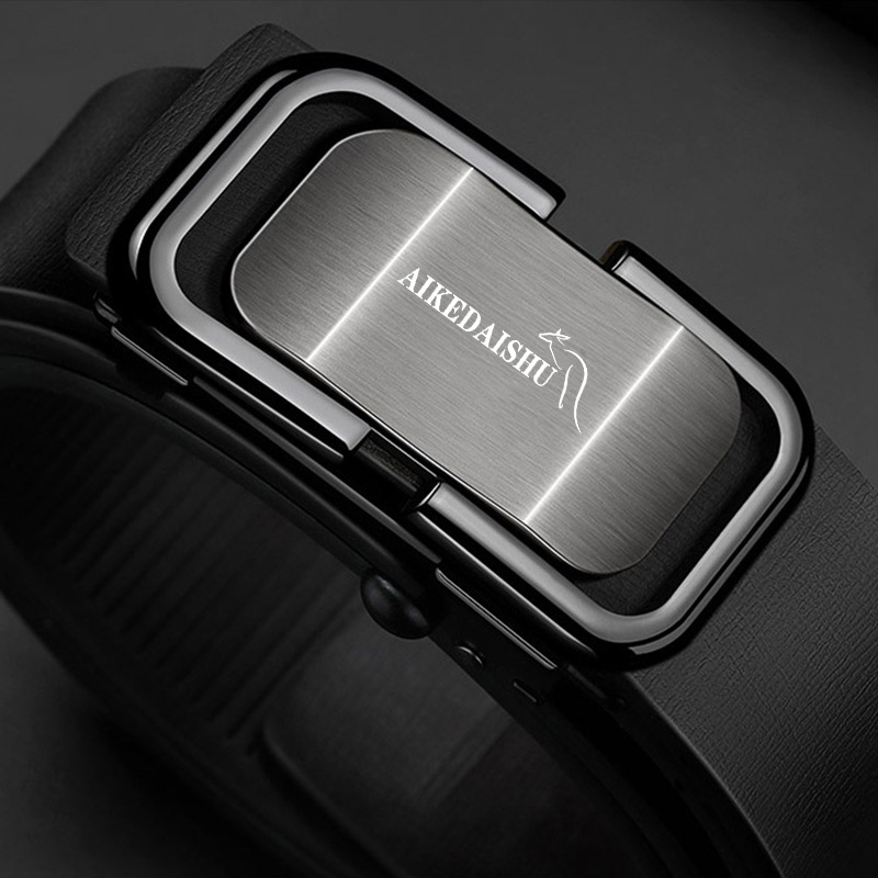 Мъжки колан от естествена кожа с автоматично закопчаване — двуслойна кожа, катарама от сплав, ширина 2–4 см